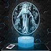 Lampephoto.fr - Lampada Vetrata Vergine Maria Luce Notturna 3D | Prodotto in Francia, base a scelta, luminosità regolabile, batteria/USB, regalo cristiana/cattolica