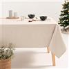 GAMUSI Tovaglia Natale a righe argento lino stampa rettangolare tessuto cotone 140x200 cm