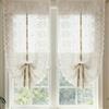 DONGKER Tende in pizzo floreale con coulisse, 2 pezzi, mantovana traslucida vintage floreale country con nastri per bar, cucina, soggiorno, sala da pranzo e camera da letto
