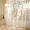 Gazal Vole Tende velate beige chiaro effetto pizzo floreale tasca asta larghezza 140 x | Tende semi velate Gazal Vole per stanze basse, camera da letto, balcone, porta a soffietto a chiusura prossima al pavimento 2