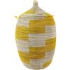 YAADU Cesto portabiancheria 100L con coperchio in erba di savana e manici | Grande portabiancheria, intrecciato a mano, boho, contenitore versatile, rotondo, XXL, riduce gli odori, modello Kama