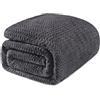 Exclusivo Mezcla Coperta in Pile Grande e Morbido per Letto, Grigio | 230x270 cm, Traspirante e Leggero, Motivo Jacquard a Onde, Tessuto Soffice, Accogliente, Elegante per Arredamento Casa