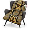 Corredocasa Plaid Imbottito Trapuntato Multiuso Made in Italy- Morbido e Accogliente, Ideale per Soggiorno, Letto e Relax - Coperta Elegante e Decorativa (Nero Geometrico, Piccolo 130x170)