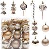 SHANJIA Decorazioni dell'albero di Natale, Candy Cane Decorazioni di Natale 32 PZ Natale Ball Ornamenti Set, Natale Ornamenti Balls Shatterproof Hanging Ornaments Kit (Colore champagne)