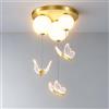HSLJ1 Lampadario a sospensione a LED da soffitto per cameretta dei bambini, moderno, da 45 cm, con luce calda e fredda, per ragazzi e ragazze, a forma di farfalla, altezza regolabile.