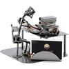 Steelman24 I Omini di Viti Contabile con Portabiglietti da Visita - Omino in Metalo I Idee Regalo Originale I Soprammobili in Metallo I Modellino