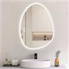 Habison Specchio da bagno con luci LED, 500 x 680 mm, specchio asimmetrico a LED con 3 colori dimmerabili, specchio intelligente con funzione anti-appannamento, funzione memoria, specchio da bagno