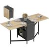HOMCOM Tavolo pieghevole per piccoli spazi 169x60x75 cm legno scuro | Tavolo da cucina con ripiano aperto, salvaspazio, tavolo da pranzo, per sala da pranzo e cucina