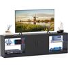 COSTWAY Mobile Porta TV con Luci LED, Mobiletto TV Soggiorno Modulare fino 85, Tavolo a L Angolare con Ripiani Regolabili, Lungo 195 cm, Consolle Media Moderno per Salotto e Camera da Letto (Nero)