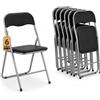 BAKAJI Set 6 Sedie Imbottite Pieghevoli Salvaspazio Sedia con Struttura Tubolare In Metallo Rivetsimento in PVC Design Moderno per Sala da Pranzo Cucina (Nero)
