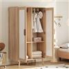 SUKY Armadio a 2 ante, armadio a 2 ante con asta appendiabiti, armadio camera da letto, 80 x 46 x 141,5 cm, naturale + bianco