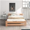 Merax Letto in legno massiccio, 90 x 200 cm, in legno naturale, futon con testiera e rete a doghe, in legno di pino, stabile e durevole, design semplice per camera da letto e camera degli ospiti