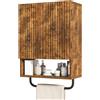IBUYKE Pensile Bagno Sospeso,Armadietto da Muro il WC WBS003H | con portasciugamani,sopra il mobiletto sotto il WC,con ripiano regolabile, ideale per bagno, soggiorno e cucina