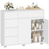 Hzuaneri Mobile Bagno, 5 Cassetti e 2 Anta, 30 x 100 x 82 cm, Bianco | Mobiletto Bagno, Ripiani Regolabili, Grande Capacità di Stoccaggio, Moderno, Cassettiera Bagno per Soggiorno, Bagno, SC08203X