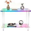 ARTLOGE Tavolo Consolle in Acrilico Iridescente per Ingresso, 100 cm | Due ripiani, gambe cilindriche e riflessi di colore che variano con la luce e il punto di osservazione