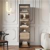 Merax Vetrina con illuminazione a LED, vetrina con porta in vetro, portaoggetti con 1 cassetto grande, armadio multiuso per soggiorno, ufficio, cucina, bagno, 40 x 34,5 x 165 cm