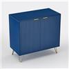YNYHTER Credenza per soggiorno, 80 x 40 x 78 cm, armadio da salotto, buffet con 2 ante, mobiletto da pranzo, ingresso con gambe (blu)