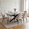 JIEXI Set di 6 sedie da pranzo moderne in ecopelle beige con cuciture verticali, gambe in metallo resistente, capacità di 150 kg