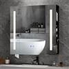 YU YUSING Specchio Contenitore Bagno con Luce 70x16x70cm, Mobile Bagno | con Specchio, Mobile Bagno con Luce e Armadietto, Armadietto Bagno Sospeso, Ripiano Regolabile, Antiappannamento, Nero