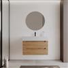 DEGHI Mobile bagno sospeso 90 cm rovere gold cannettato con cassetti e lavabo in resina - Deck