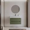 DEGHI Mobile bagno sospeso 90 cm verde nordico cannettato con cassetti e lavabo in resina - Deck