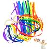 KRFWGUU 2 Pezzi Giocattolo Arcobaleno in Legno ad Anello per Bambini dai 4 Anni - Giocattolo Sensoriale con Nuvola e Nastro in Tessuto, Cerchio in Legno per Attività Motoria e Creativa