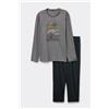 Tezenis Pigiama Lungo Cotone Stampa Teddy Uomo Grigio