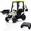 IDEALHOUSE Escavatore per bambini JCB 2 in 1, escavatore e pala, 2-4 km/h | Licenza ufficiale, braccio escavatore + pala, 12 V, 7 Ah, fino a 2 ore di autonomia, 380 giri/min, cintura di sicurezza