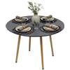 Relaxdays Tavolo rotondo, H x D: 75 x 90 cm, MDF e bambù, per 4 persone, stile scandinavo, bianco/naturale