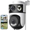 Reobiux Telecamera Wi-Fi Esterno Senza Fili 2K Doppia Telecamera da Esterno | Visione a 355° | Visione notturna a colori | Tracciamento automatico | Audio bidirezionale | IP66