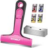 DIYSELF Set raschietto per vetro per finestre, con 10 lame, 10 cm, rosa | Raschietto per vetroceramica, raschietto e raschietto per carta da parati con impugnatura ergonomica