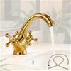 Demlaka Rubinetto miscelatore da bagno, rubinetto per lavabo retrò a 2 maniglie, rubinetto per lavabo da bagno, rubinetto per lavabo retrò, con beccuccio altezza 100 mm, 2 tubi da 60 cm, oro
