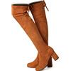 Hitmars Stivali Alti sopra Ginocchio Stivali Overknee Donna Lunghi Invernali Elastico Tacco Knee High Boots Alto Equitazione 3.5 Cm Nero 35-43