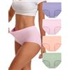 INNERSY Mutande Donna Cotone Vita Alta Slip Traspirante Intimo Pacco da 4 | Cavallo 100% Cotone, Mutandine Comode, Culotte Elasticizzata, Copertura Totale, Senza Etichetta, Sport/Post-parto/Quotidiana