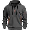 duaicnvow Felpa Uomo con Mezza zip Cappuccio Maglia Lavoro Cotone Invernale Giacca | Felpe da Lavoro con Cerniera Intera Tasche Frontali Tinta Unita Sweatshirt Leggera Trekking Sport Giacca Maglie Maglione