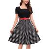 OMEWEE Rockabilly, abito da donna vintage anni '50, a maniche corte, stile vintage, a pois, linea A-Line, elegante, lunghezza al ginocchio, per matrimoni, feste, per feste