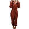 HAOLEI Pagliaccetto in Peluche da Donna Pigiama Intero Invernale Pile di Corallo Tuta a Maniche Lunghe Tutina Cerniera Felpe con Cappuccio in Peluche Indumenti da Notte 2024 Offerte Lampo