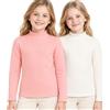 Baogaier Maglietta Termica Bambini Calda Morbido Base Layer, 2 Confezioni | Maniche Lunghe Felpata, Elastico, Intimo Termico Collo a Lupetto, Autunno Inverno Maglia per Scuola Uso Quotidiano 5-14 Anni