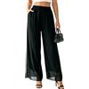 Neteson Pantaloni Donna Estivi Larghi Pantaloni Chiffon Elegante Leggeri | Elasticizzati Pantaloni Gamba Larga Pantaloni Palazzo Casual con Tasche