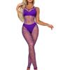 XIUSEMY Bodystocking Donna Sexy Body in Mesh Fishnet con Calze Lingerie Notturna a Collo V