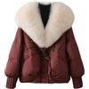 Générique Piumino da donna caldo con collo di pelliccia, cappotto corto da donna con cerniera baggy parka, giacca a maniche lunghe, comoda invernale, cardigan alla moda, eleganti piumini per il tempo
