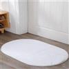 Insun Tappeto Bagno Ovale in Microfibra, Tappetino Bagno Antiscivolo Assorbente Lavabile in Lavatrice per Pavimento Doccia Lavandino Vanità bianco 40 x 60 cm