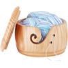 AMZTEMU Ciotola per filati in legno per maglieria, Yarn bowl for crochet supporto per filati per lavorare a maglia con coperchio - bambù (15*9,5 cm)