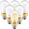 LVWIT Lampadine LED E27,Filamento Bianco,ST64 Stile Vintage Edison,4W Equivalenti a 40W,470LM 2700K, Non Dimmerabile, Confezione da 6