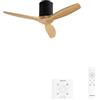 CREATE / WINDCALM S/Ventilatore da soffitto ABS nero pale effetto legno chiaro con controllore e telecomando / 40W, Silenzioso, Ø112 cm, 6 velocità, temporizzatore, funzione estate-inverno