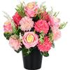 SIFOEL Fiori artificiali per cimitero, crisantemi e rose artificiali, decorazione commemorativa funebre in vaso, decorazione per tombe, per esterni e interni (1, rosa)