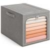 Generico Scatola Contenitore per Vestiti Pieghevole in Tessuto, Organizer per Armadio con Finestra Trasparente e Telaio in Acciaio, 49 L, 47 × 35 × 30 cm, Grigio