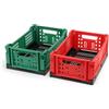 Spesh 2 cassette portaoggetti pieghevoli, in plastica, impilabili, pieghevoli, per casa, cucina, ufficio (rosso e verde, 26,5 x 17,5 x 10,3 cm)