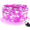 MSC - 30 luci a LED alimentate a batteria, 3 m, con cavo in rame e 8 effetti luminosi, ideali per Natale, Natale, Natale, feste, matrimoni, decorazione genitori, rosa, USB