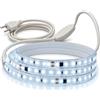 Bratek Striscia Led 220v 1 Metro con Spina Senza Trasformatore, Luce Fredda 6000K | Striscia Led Sottopensile Cucina e Retro TV, IP65 x Interno o Esterno, Dimmerabile, Adesiva, Taglio ogni 10cm, Interruttore